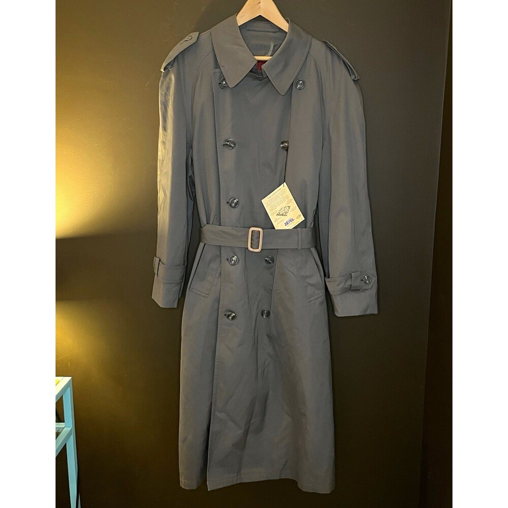 NWT Newport Harbor Trench Coat Mens 38R Slate Gray Belted Overcoat Thinsulate Li